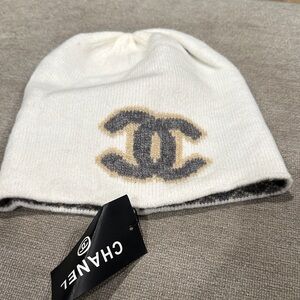 Ivory and Charcoal Logo Beanie
